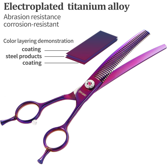 Професійна вигнута ножиця для грумінгу собак, гострі леза, універсальна ножиця, ножиці для догляду за собаками, японська сталь 440C, плавне різання та точний зріз, кольори, 17,8 см