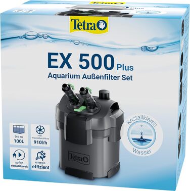 Зовнішній фільтр Tetra EX 500 Plus для акваріумів до 100 л, потужний фільтр для кришталево чистої води