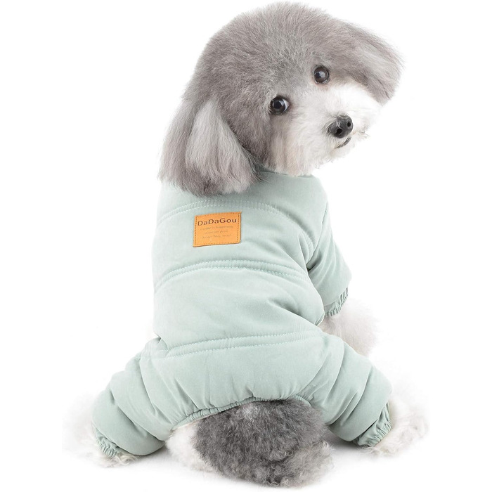 Зунеа Теплий зимовий костюм для собак - теплий пуховик з флісу для маленьких собак, цуценят, дівчаток та хлопчиків (L, зелений)