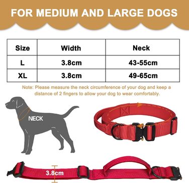 Нашийник для собак Vivi Bear тактичний, регульований, з контролем, нейлон, неопрен, для великих собак, червоний, розмір L