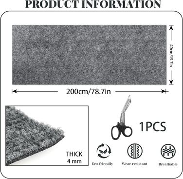 Килимок для дряпання котів, килимок для стіни, 200x40 см, світло-сірий