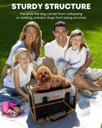 FOXFOCUS Сумка-переноска для собак з м'якими боковинами – 50,8 x 33 x 33 см, безпечний автокрісло, до 6,8 кг, верхній та бічний вхід, велика переноска для тварин з міцним сіткою (сірий)