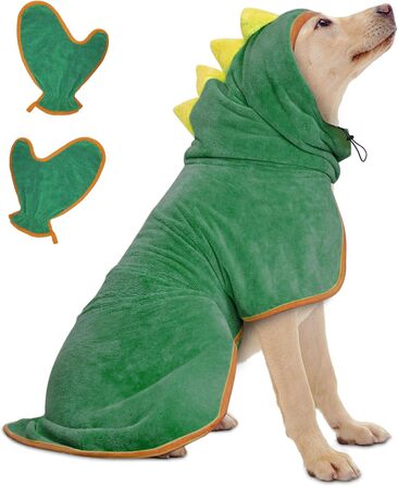 Рушник для собак з мікрофібри, халат для собак, швидковисихаючий, регульований, для великих, середніх та малих собак/котів (зелений, M)
