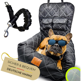 Автокрісло для собак середнього розміру Fell&bell, чорного кольору | 2-в-1, зручне та стильне, для подорожей