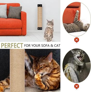 Кігтеточка для котів на стіну з сизалю - міцна кігтеточка-стовпчик для котів