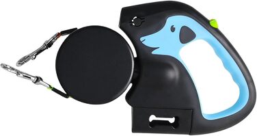 Автоматичний поводок для собак, 3 метри, подвійна ручка, міцний поводок для прогулянок, подорожей, парку, тренувань (Світло-блакитний)