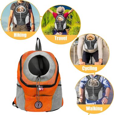 Рюкзак-переноска для собак та котів, до 10 кг, дихаючий, для подорожей та активного відпочинку (Оранжевий)