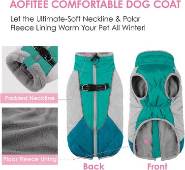 Теплий зимовий одяг для собак AOFITEE: куртка з флісовою підкладкою, світловідбиваючий комір, зручна застібка-блискавка, для маленьких та середніх собак, зелений колір
