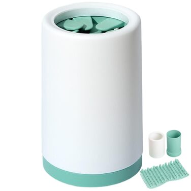 Очищувач лап для собак - мийка лап з захистом від протікання | Машина для миття лап, глибоке очищення м'якими щітками для ефективного видалення бруду, зелений, великий