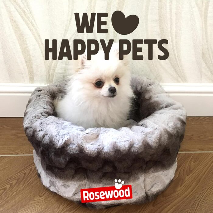Крісло-гніздишко для собак Rosewood Kuschelbett, м'яке, сіре/кремове, 40x40x48 см