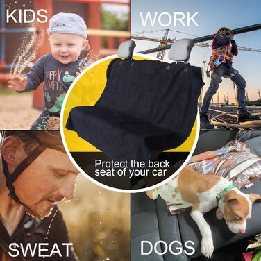 Водонепроникний чохол на сидіння заднього ряду авто: для собак, дітей, легкових, вантажних, SUV (чорний)