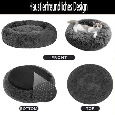 Ортопедичне ліжко для собак XL/XXL: м'яке, кукурудзяне, овальне, антистрес, для великих та середніх собак, темно-сіре