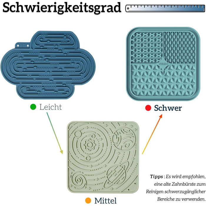 Лежанка-іграшка для собак OHMO Schleckmatte, 2 шт. (15x15 см) – для цуценят, котів, зняття тривоги, повільне годування, силікон (кораловий & вишневий)