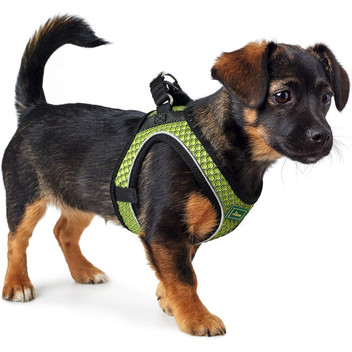 Шлейка для собак HUNTER HILO COMFORT, лімоний колір, розмір M-L, з сітчастого матеріалу, світловідбиваючі елементи, легка, сучасний дизайн