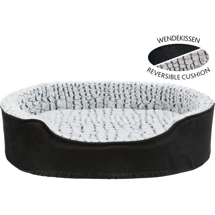 TRIXIE ортопедичне ліжко для собак Vital Lino 60×45 см чорне/сіре, з Memory Foam, для середніх порід, підтримка суглобів