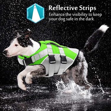 Жилет для плавання собак PJDDP, рятувальний жилет для собак, зелений, L