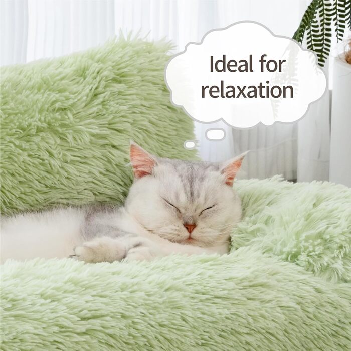 Лежак для котів і собак MEWOOFUN, плюшевий, 76x45 см, знімний та придатний до прання, зелений