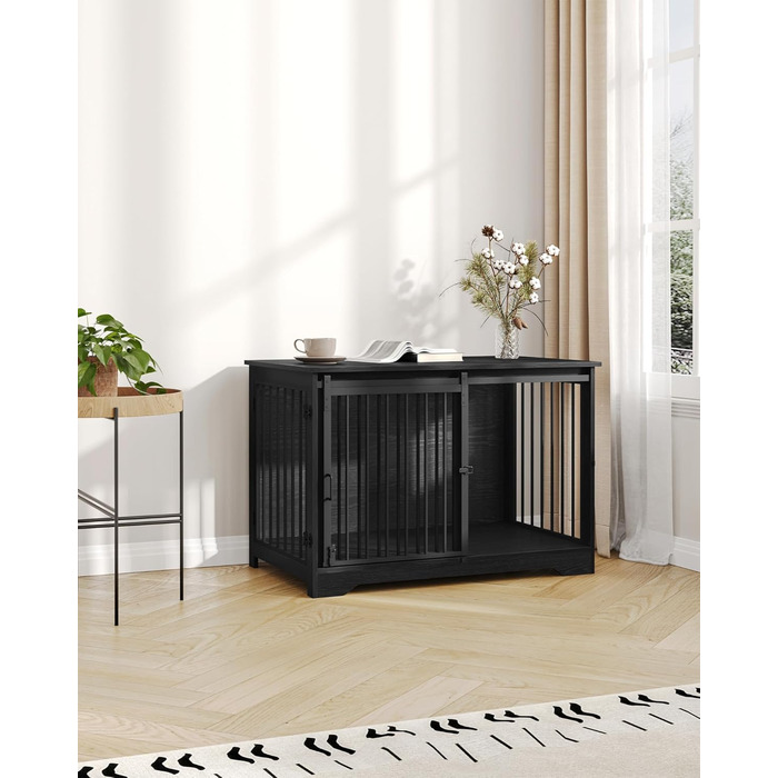 Клітка для собак Hzuaneri, 100 см, з розсувними дверима, для дому, чорна, DFC02304B