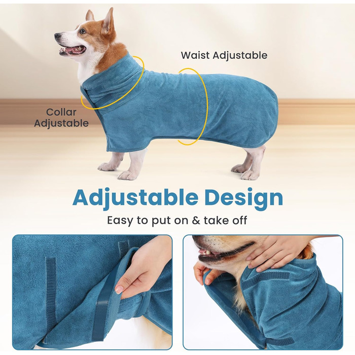 Рушник для собак PETTOM з мікрофібри, швидковисихаючий, бавовняний, супер вбираючий (L, блакитний)