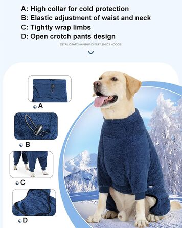 Зимовий теплий одяг для собак, боді для собак з ніжками, регульований зимовий одяг для собак, одяг для собак (червоний, M)