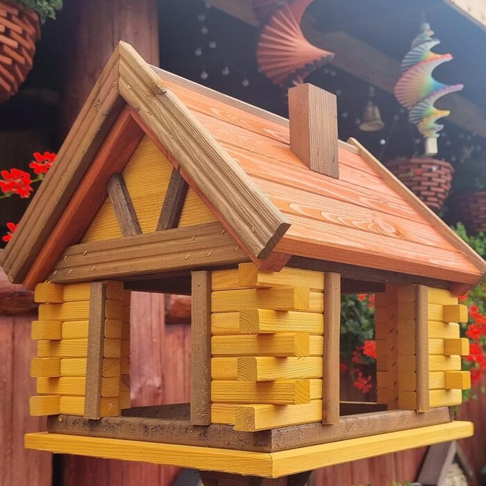 Дерев'яний будиночок для птахів з підвісом, сосна, 35x32x37 см, для саду та балкона, захищений від погодних умов, декор