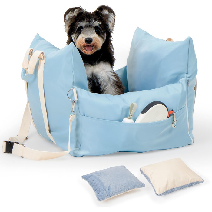 Автокрісло для собак PETTENA: м'яке, знімне, з кишенями для зберігання, для маленьких та середніх порід