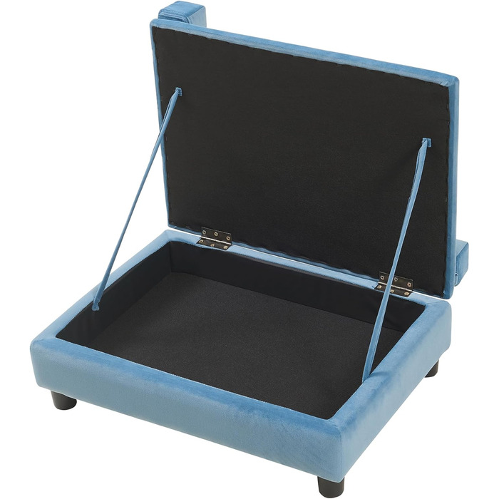 Ліжко для собак та котів en.casa Salkonssad з ящиком для зберігання, 60 x 45 x 24 см, блакитний велюр