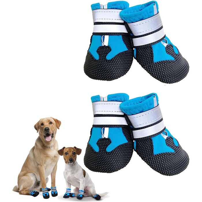 Чоботи для собак Dricar: 4 шт., дихаючі, антиковзні, для маленьких, середніх та великих собак, синій, розмір M