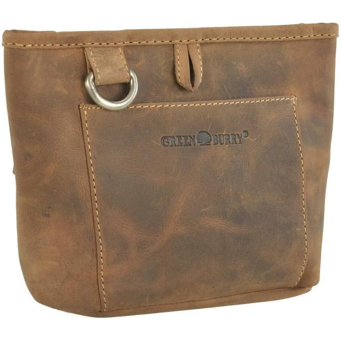 Сумка для ласощів Greenburry для собак та коней з натуральної шкіри, вінтажний колір антик-браун, з кільцем для кріплення до ременя та кліпсою