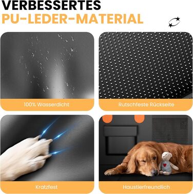 Авточохол на сидіння для собак HiPetpy, 7-шарова захисна накидка з PU-шкіри, водовідштовхувальний, для собак, вантажопідйомність 204 кг, оранжевий