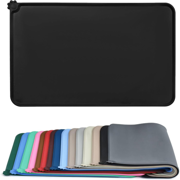 Силіконовий килимок для годування собак та котів AUDWUD, чорний, 61x41 см, антиковзаючий