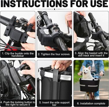 Кошик для велосипеда на кермо, для собак, для покупок, подорожей та пікніків, з адаптером для керма