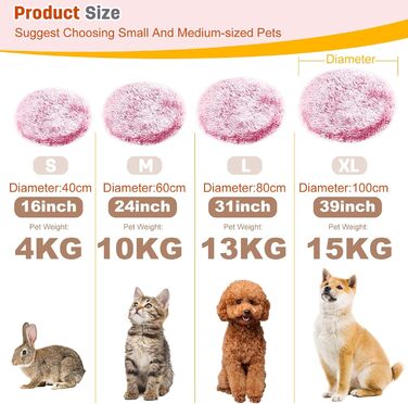 М'яке ліжко для собак Petcute, рожеве, 40x40 см - тепле, зручне, з неслизьким дном