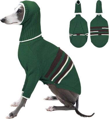 Зимний пуловер для породистих собак (Грейхаунд, Лурчер) - теплий, м'який, армійного кольору (M)