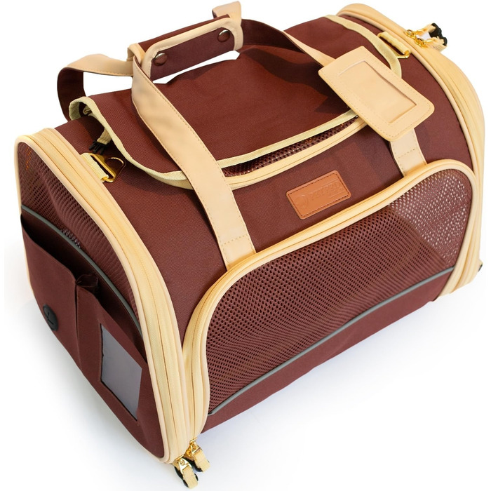 Транспортна переноска для котів та собак PETPROVED (L, Колір: Коричневий) 42 x 29 x 28 см