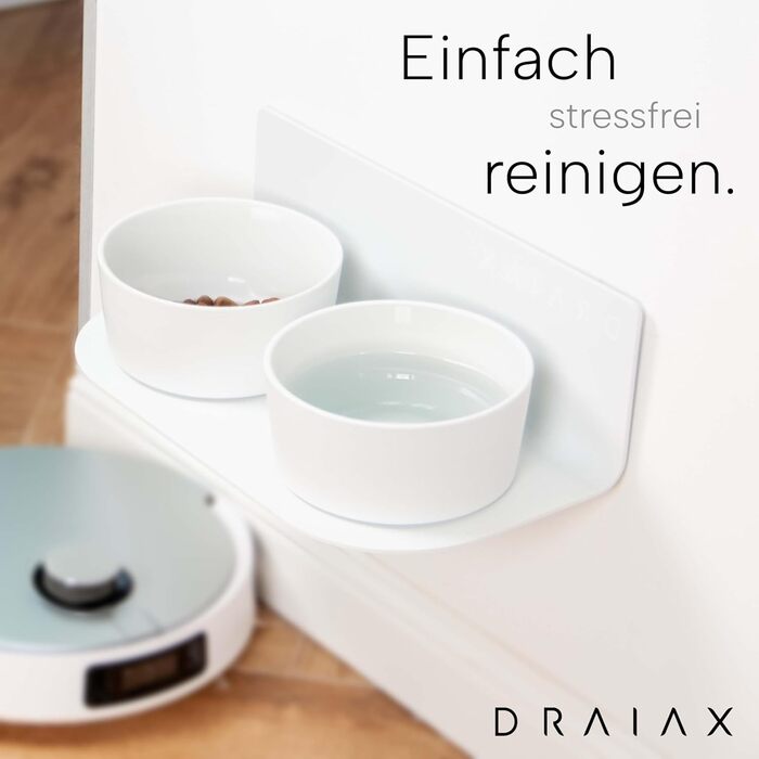 Підвищена керамічна миска для собак DRAIAX ElegantFeed M, знімна, чорна, настінна, годівниця для собак