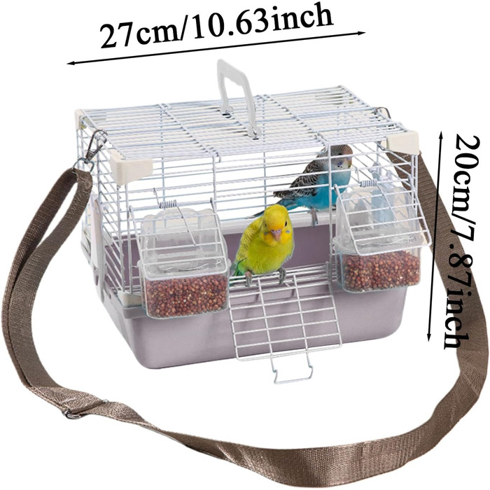 Клітка-переноска Vogel Reisekäfig для хвилястих папужок | Міцна переноска для дрібних тварин, сірого кольору