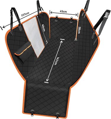 Захист для заднього сидіння автомобіля від собак: водовідштовхувальний, антицарапинний, з боковими захистами та оглядовим вікном