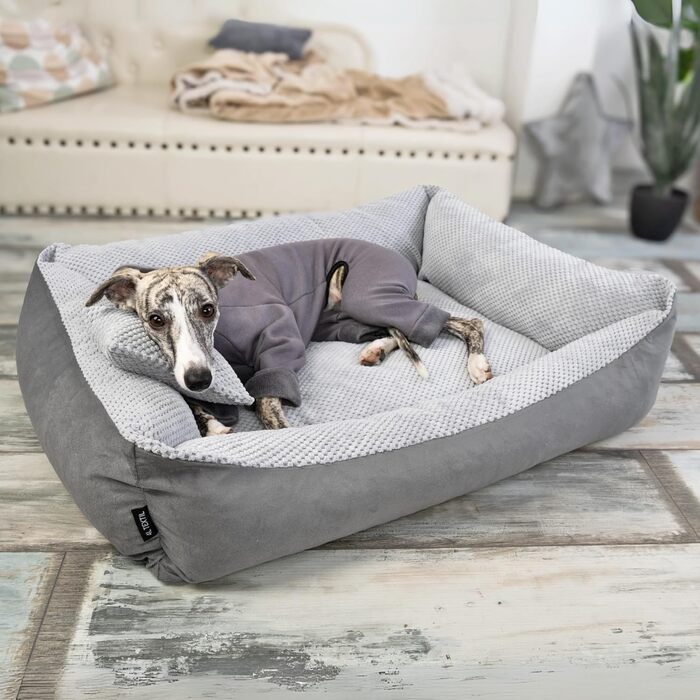 Квіткове ліжко для котів та собак 4L Textil Teo: м'яке, зручне, миється, 60x40 см, сірий колір