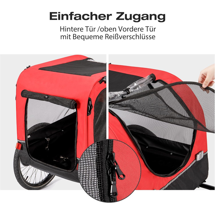 Велосипедний причіп для собак CXWXC 2 в 1: причіп та візок-перевертач, амортизація, вантажопідйомність 40 кг, червоний