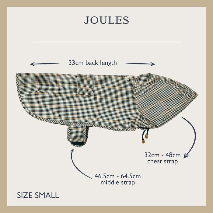 Водонепроникний дощовик для собак Rosewood x Joules Henson Check, маленький, легкий, з можливістю прання