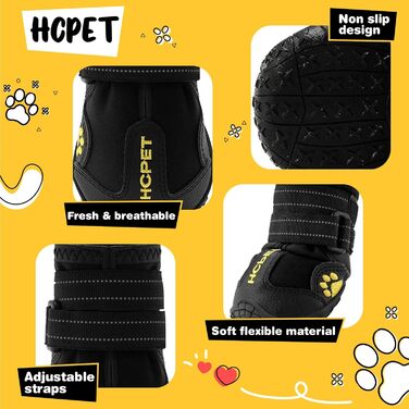 Захисне взуття для собак Hcpet з відбивачами, черевики для лап, 4 шт, для малих і середніх порід, для прогулянок на вулиці