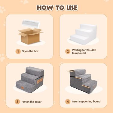 Сходинки для собак Nobleza – 5 сходинок, пандус для тварин, килимок для видалення ворсу, сходи для котів та собак до ліжка/дивану