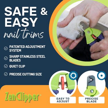 Zen Clipper Прецизійний та безпечний кіготьотримач для домашніх тварин – регульований тример для кігтів собак і котів, швидке й акуратне обрізання без зайвого шуму