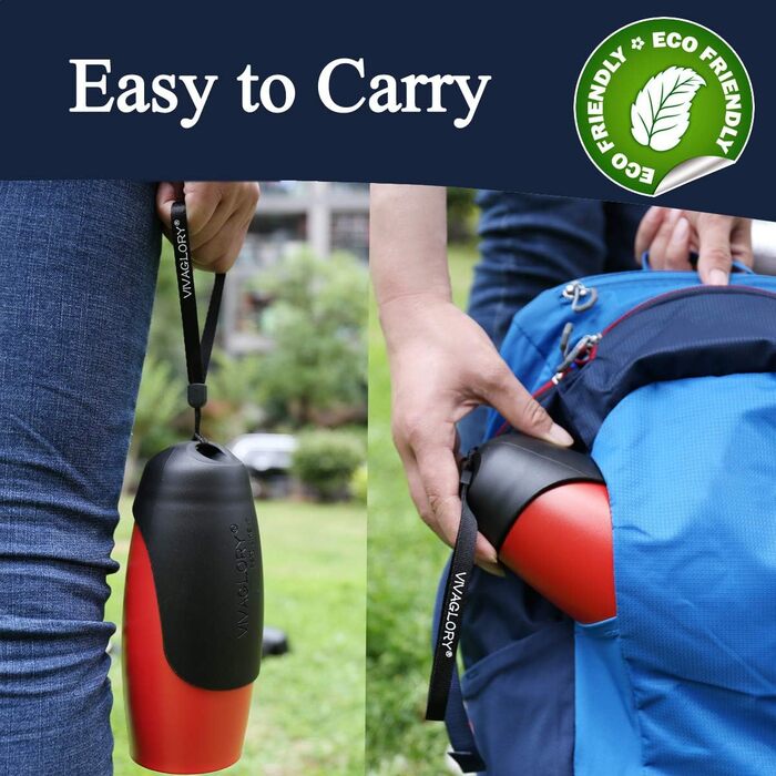 Фляга для води для собак VIVAGLORY Pawhike, 750 мл, нержавіюча сталь, портативна