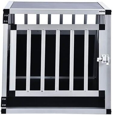 Транспортна переноска для собак Home Deluxe SKITO - M, 69x54x50 см, Алюміній/MDF, Срібно-чорний
