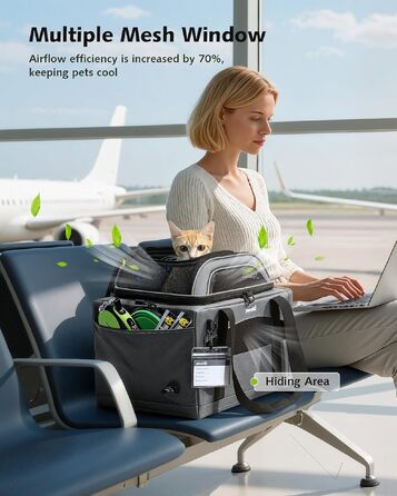 Сумка-переноска для котів та собак Pecute Flugzeug (зелена), розширювана, складна, для подорожей