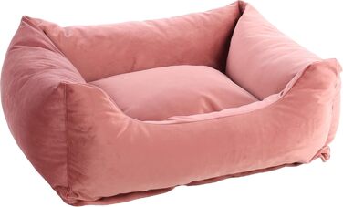 Ергономічне собаче ліжко Flamingo Elena, прямокутне, рожеве, 80x67x22 см, антислизьке, миється, м'яке, розкішне