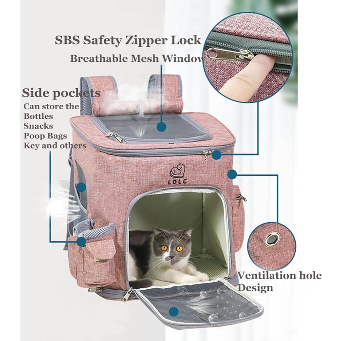 Рюкзак-переноска для собак та котів з сіткою, високоякісна переноска для маленьких собак, котів, кроликів, 28x27x43 см (Сірий, M)