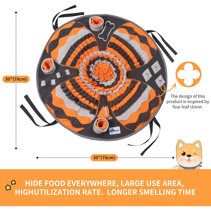 Килимок для собак IEUUMLER, тренувальний, неслизький, для пошуку їжі, зменшує стрес, сірий та помаранчевий, FC017